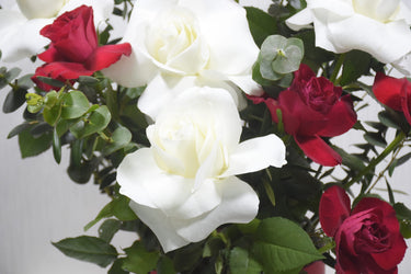 Chic Red & White Roses Box Arrangement